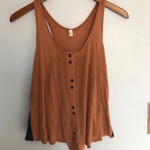 Burnt Orange Tank, Navy Blue Back